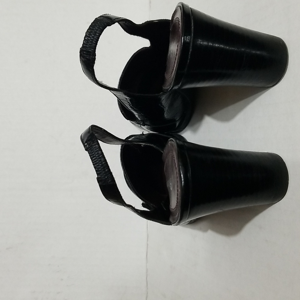 ETIENNE AIGNER Women’s Black Leather Croc Loafer Sling-backs 3" Heel Size 8.5 - Picture 3 of 11